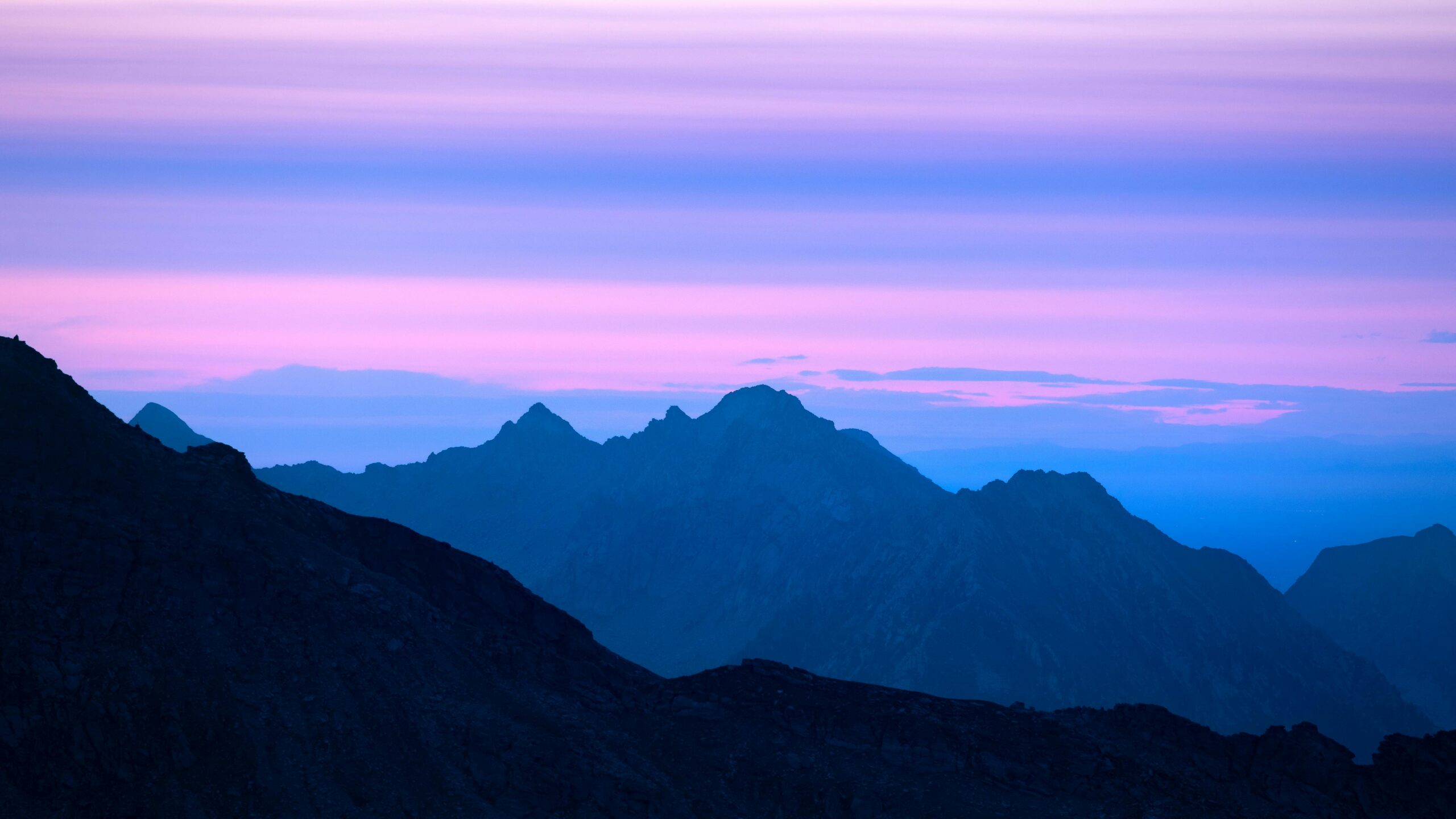 Blue mountain landscape at dusk