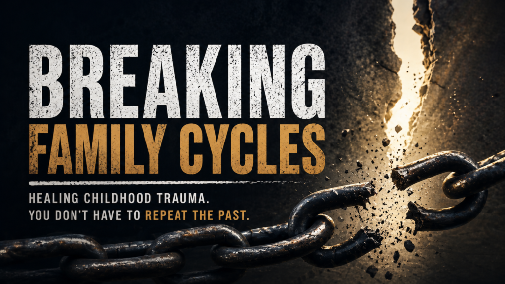 Breaking family cycles featured image with broken chain and dark background
