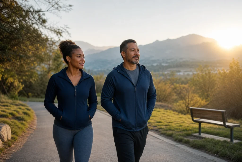 Two adults walking together in support of addiction recovery featured image